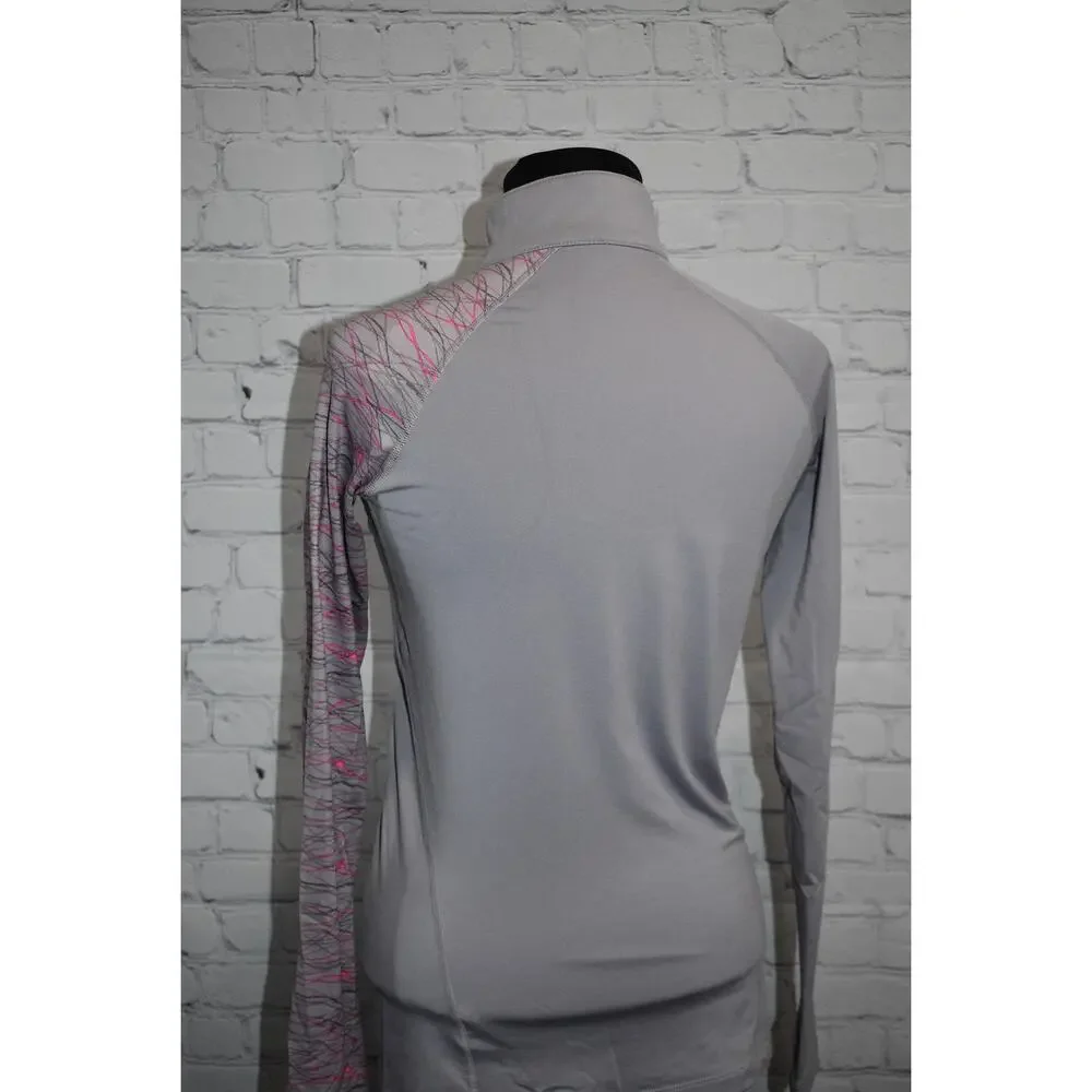 Nike Pro Combat Shirt Womens Size Medium Fitted 1/4 Zip Dri-Fit Performance Gray